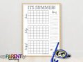 Printable Summer calendar, without dates, bucket list, summer countdown, summer activities, summer checklist, summer fun, fill it in