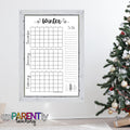 Printable Winter calendar, 3 month calendar, without dates, bucket list, winter activities, winter fun, fill in calendar, organization
