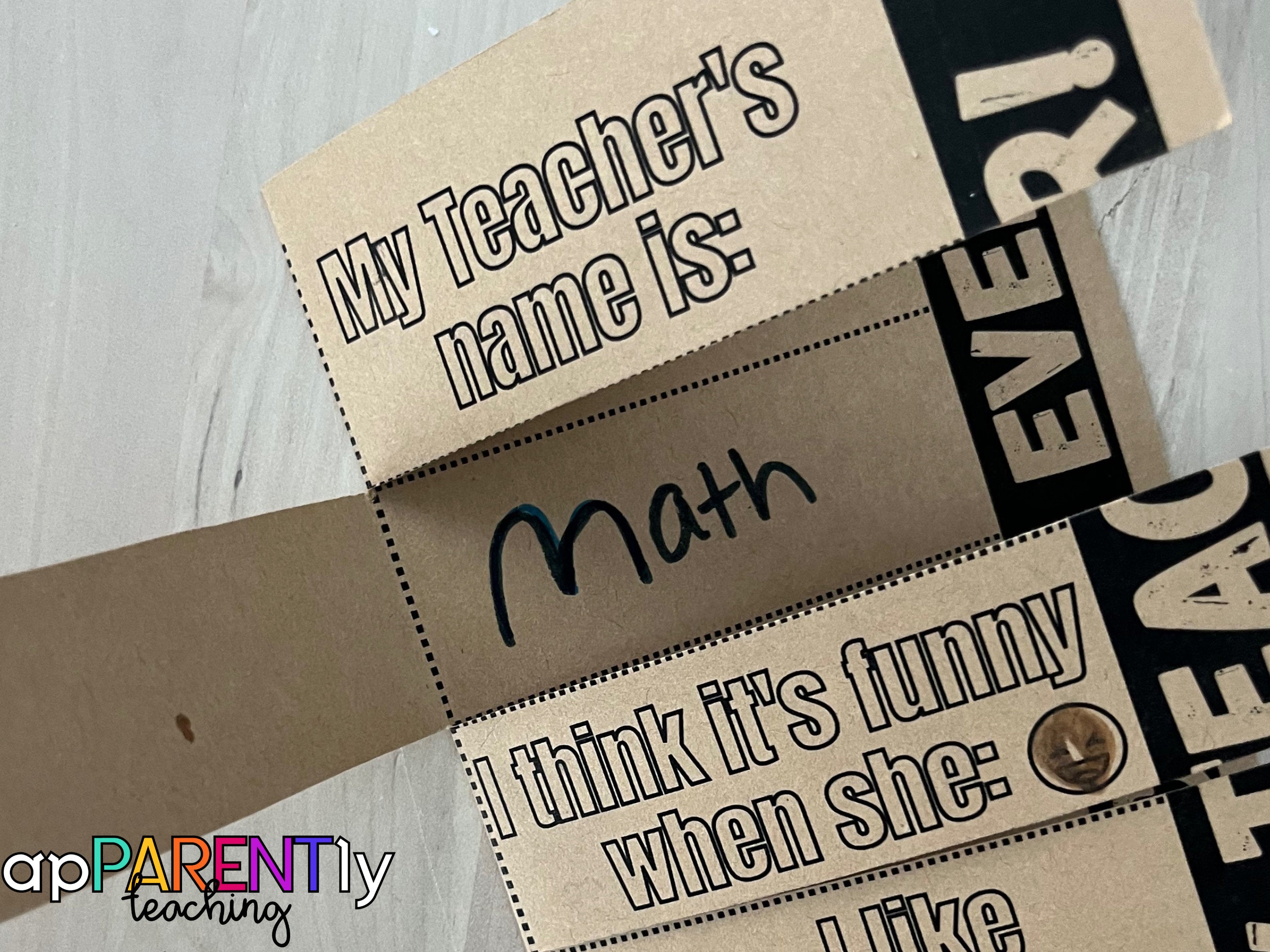 Teacher appreciation printable flap book, easy teacher appreciation gift