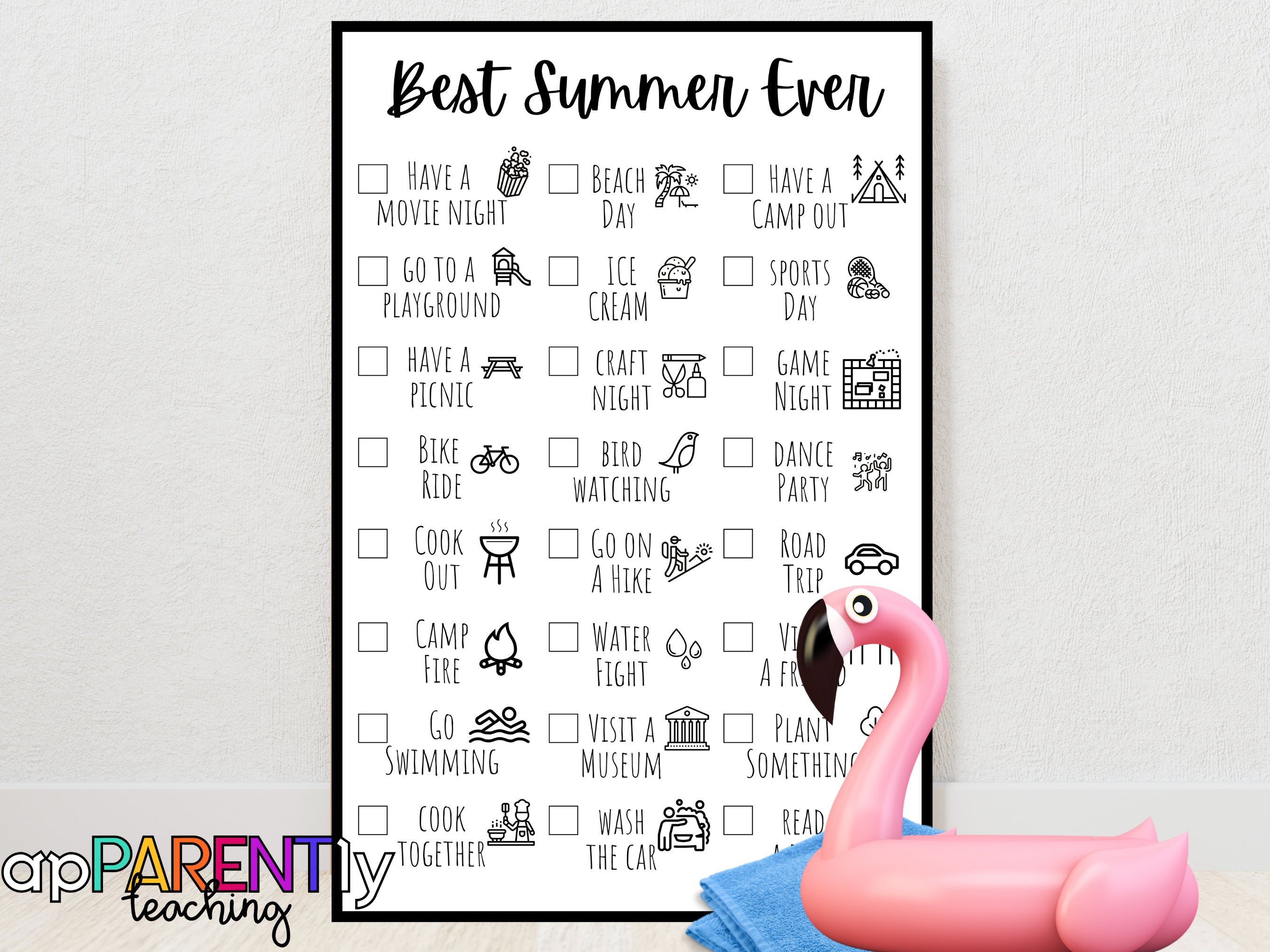 Printable Summer bucket list, summer countdown, summer activities, summer checklist, family fun 2023