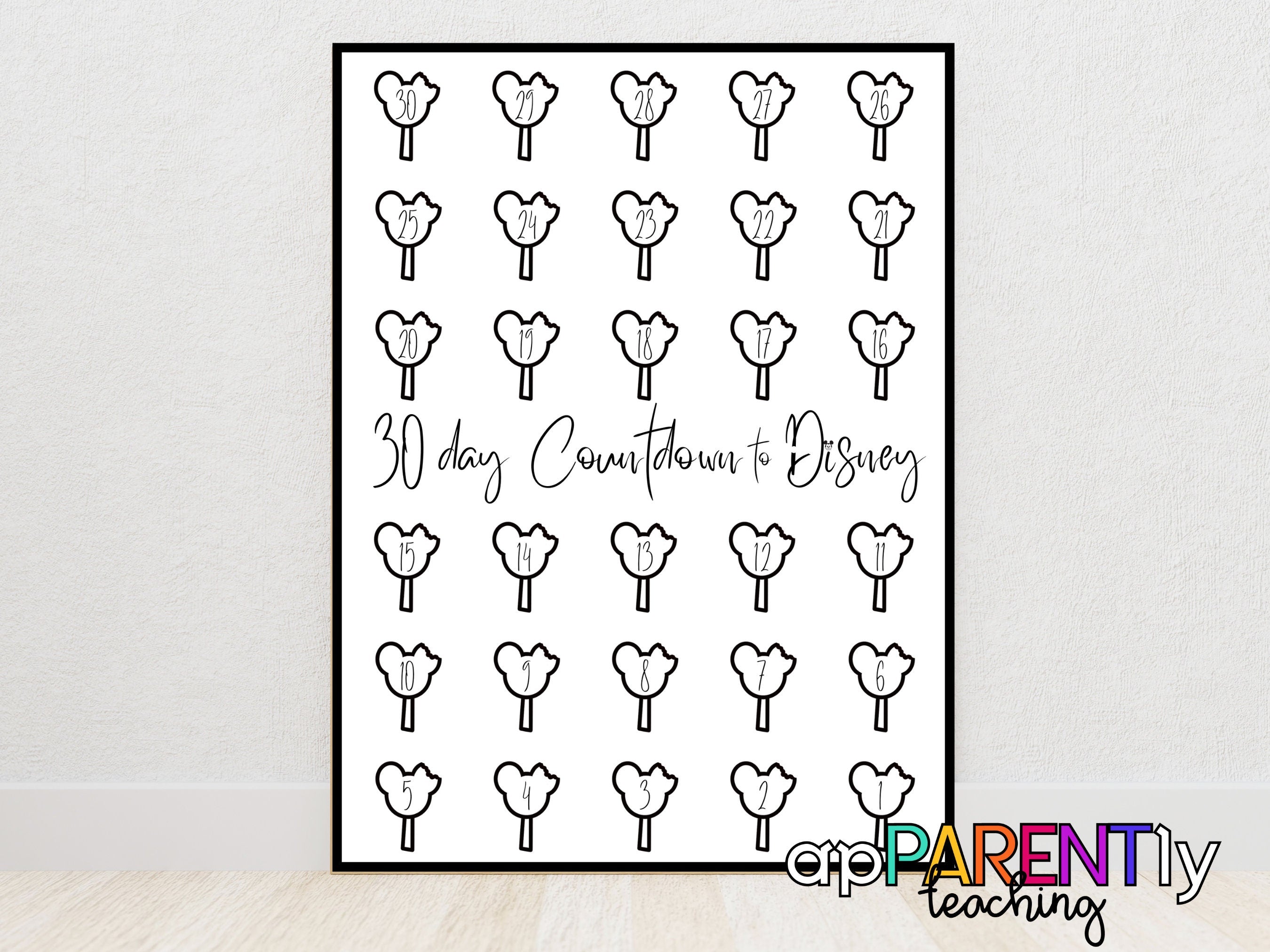 Vacation Countdown, magical vacation countdown calendar PDF, digital poster, celebration, Theme park vacation countdown